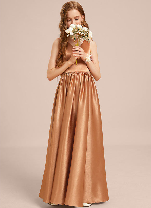 Robe Demoiselle D'Honneur Satin Caramel - gallery 4