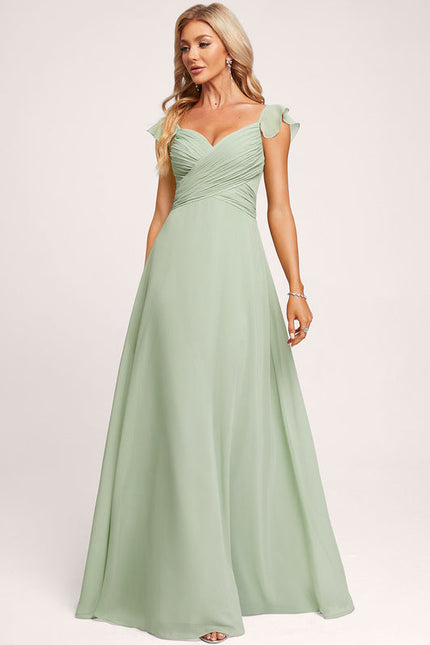 Robe Demoiselle D'Honneur À Volants Rose Pâle - gallery 3