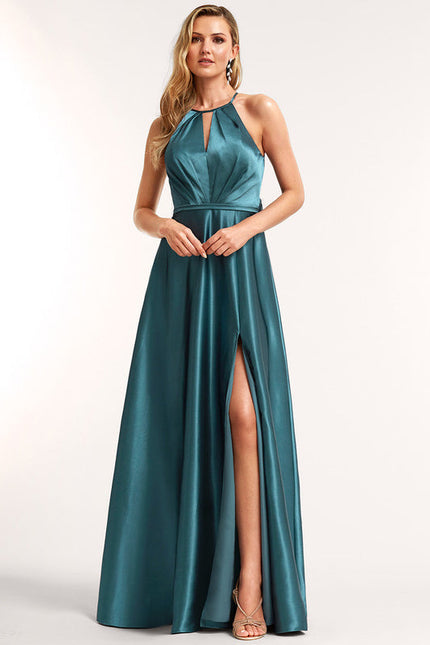 Robe Demoiselle D'Honneur Satin Bleu Nuit - gallery 2