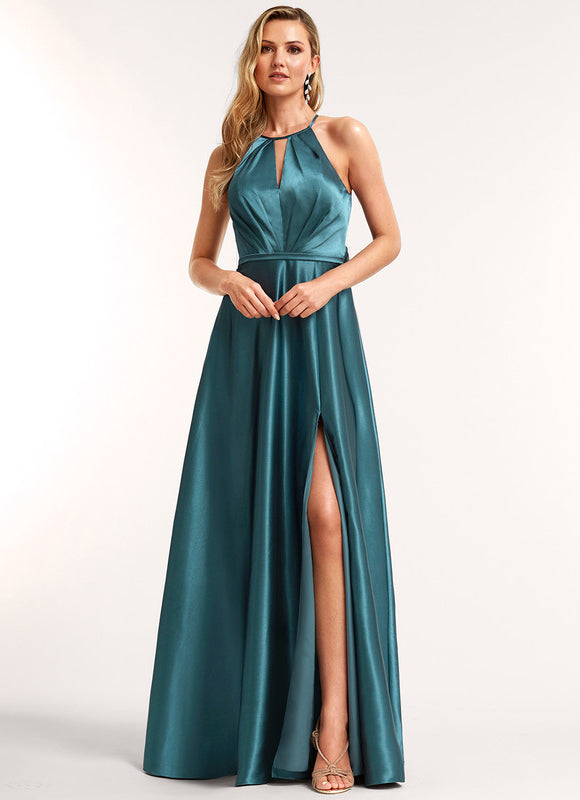 Robe Demoiselle D'Honneur Satin Bleu Nuit - gallery 2