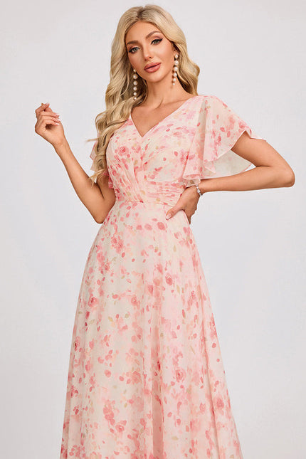 Robe Demoiselle D'Honneur À Volants Rose Pâle - gallery 4