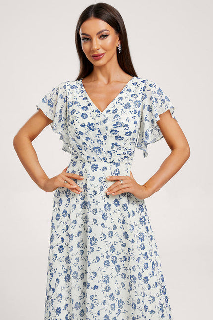 Robe Demoiselle D'Honneur À Volants Rose Pâle - gallery 1