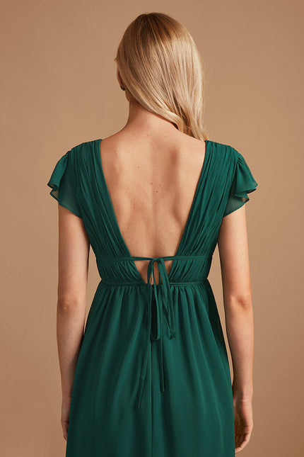 Robe Demoiselle D'Honneur Mousseline Beige - gallery 7