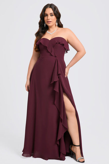 Robe Demoiselle D'Honneur Drapée Bordeaux - gallery 7