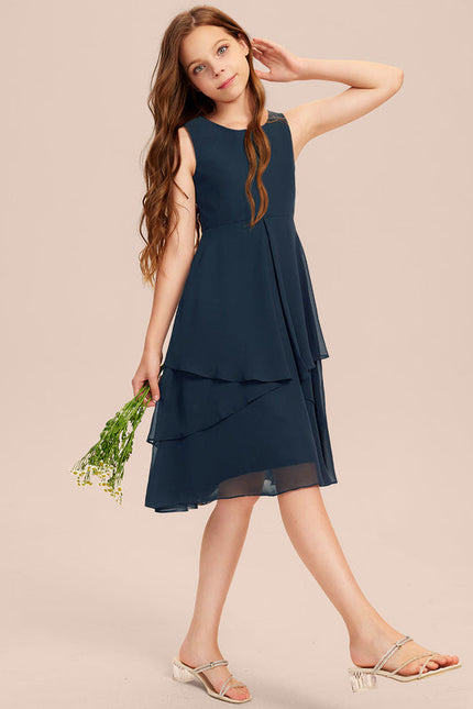 Robe Demoiselle D'Honneur Bleu Nuit Fluide - gallery 2