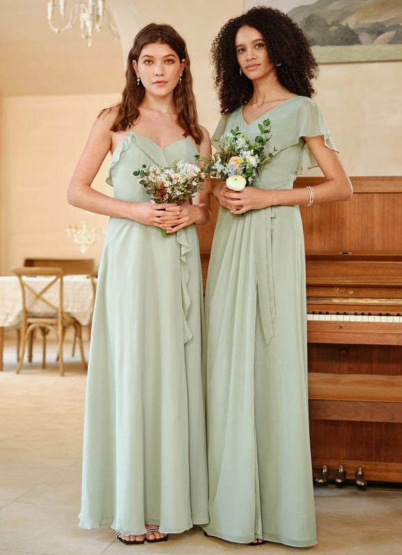 Robe Demoiselle D'Honneur À Volants Rose Pâle - gallery 6