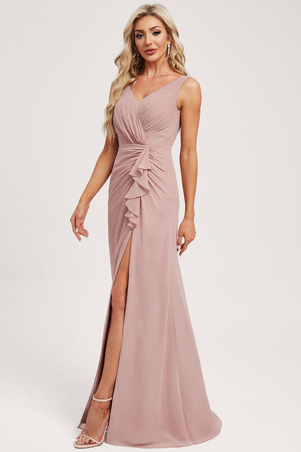 Robe Demoiselle D'Honneur Mousseline Beige - gallery 1