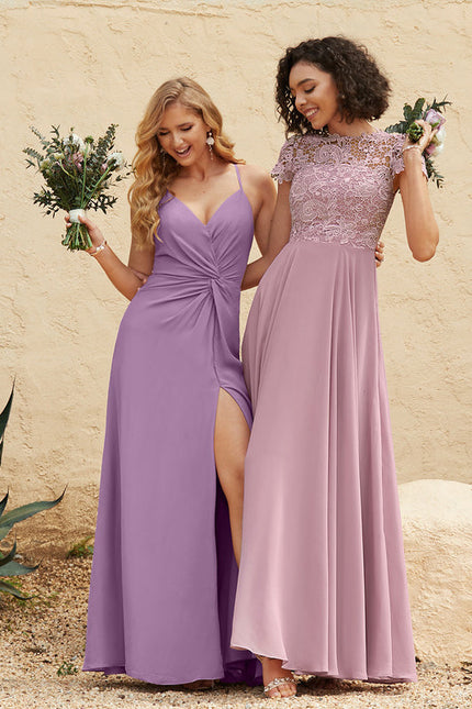 Robe Demoiselle D'Honneur À Volants Rose Pâle - gallery 3