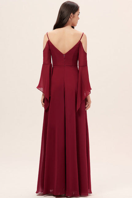 Robe Demoiselle D'Honneur Mousseline Beige - gallery 1