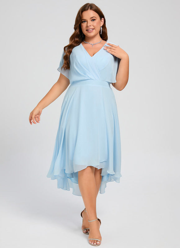 Robe Demoiselle D'Honneur Asymétrique Fluide - gallery 8