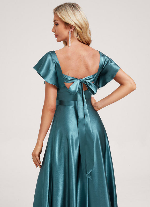 Robe Demoiselle D'Honneur Satin Vert Émeraude - gallery 3