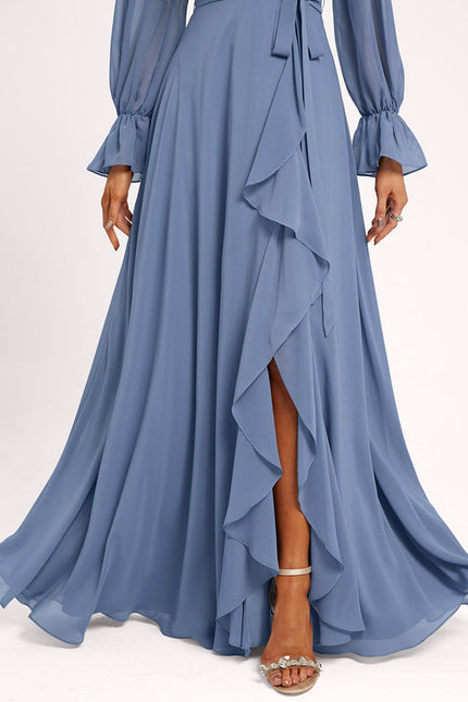 Robe Demoiselle D'Honneur À Volants Rose Pâle - gallery 2