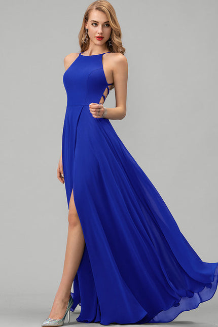 Robe Demoiselle D'Honneur Longue Beige Élégante