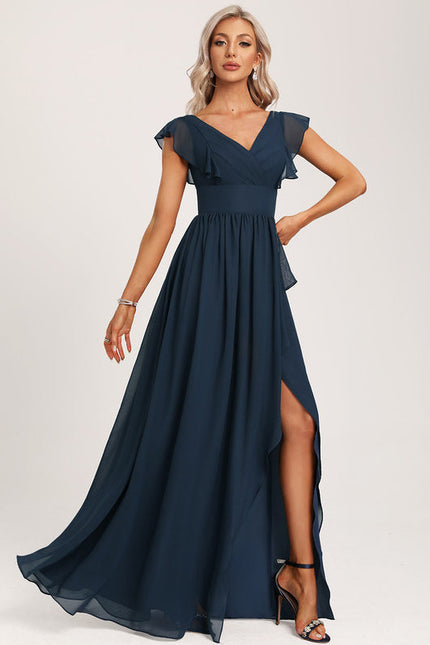 Robe Demoiselle D'Honneur À Volants Rose Pâle