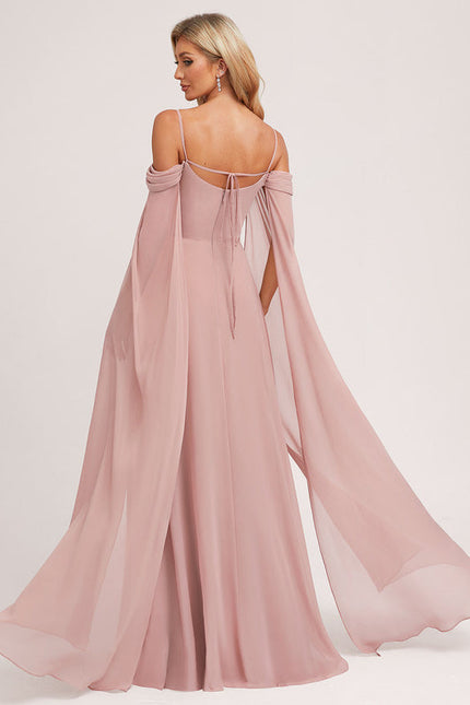 Robe Demoiselle D'Honneur Col Carré Flottante - gallery 6