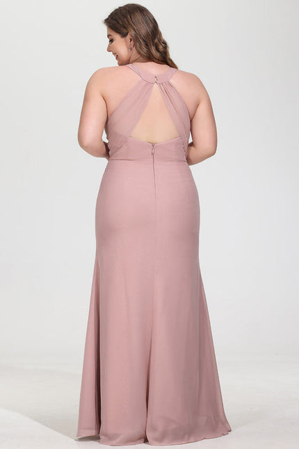 Robe Demoiselle D'Honneur À Volants Rose Pâle - gallery 8