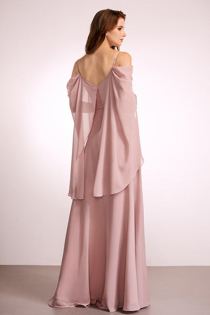 Robe Demoiselle D'Honneur Mousseline Beige - gallery 4