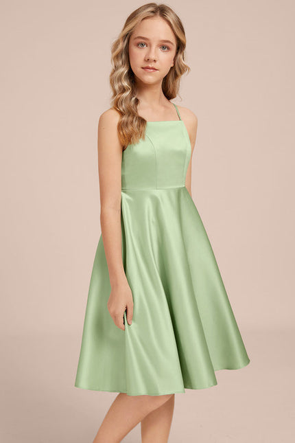 Robe Demoiselle D'Honneur Satin Vert Pastel - gallery 4