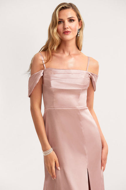 Robe Demoiselle D'Honneur Satin Rose Poudré - gallery 3