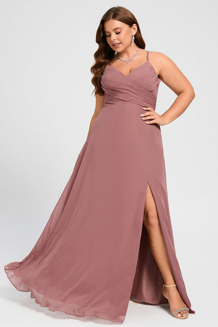 Robe Demoiselle D'Honneur Mousseline Beige - gallery 8