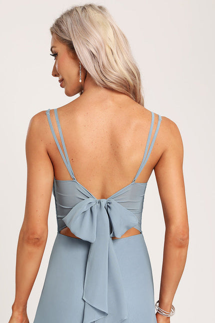 Robe Demoiselle D'Honneur À Volants Rose Pâle - gallery 3