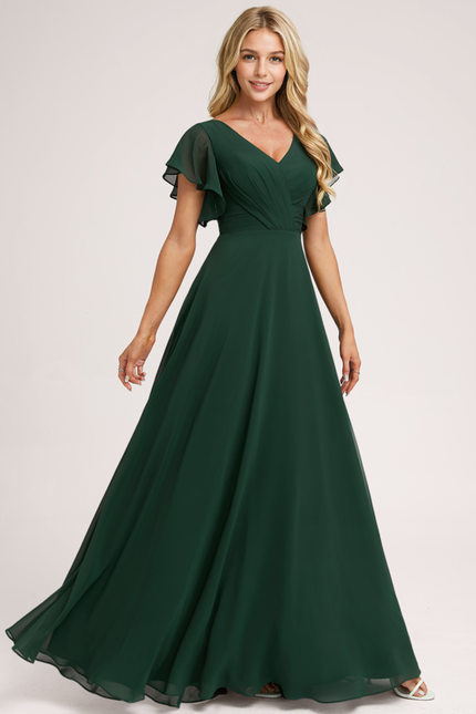 Robe Demoiselle D'Honneur À Volants Rose Pâle