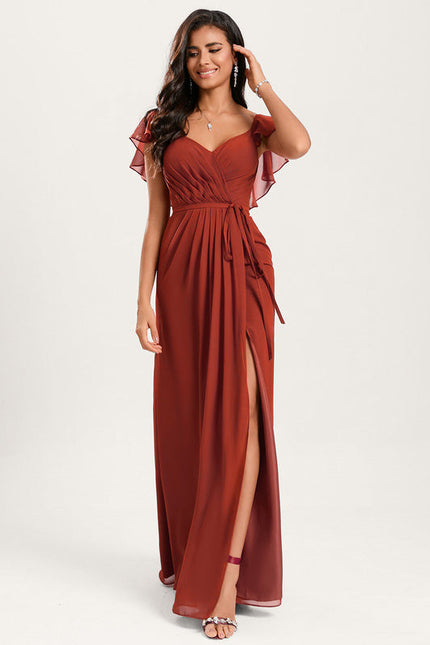 Robe Demoiselle D'Honneur À Volants Rose Pâle - gallery 3