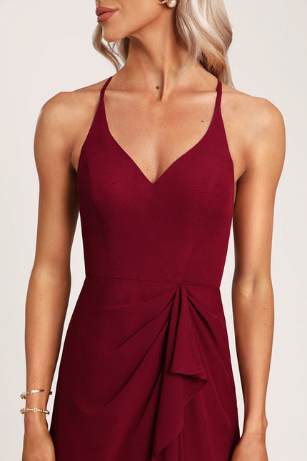 Robe Demoiselle D'Honneur Mousseline Beige - gallery 2