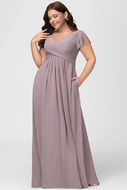 Robe Demoiselle D'Honneur À Volants Rose Pâle - gallery 9