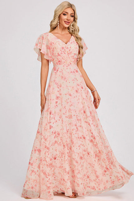 Robe Demoiselle D'Honneur À Volants Rose Pâle - gallery 2