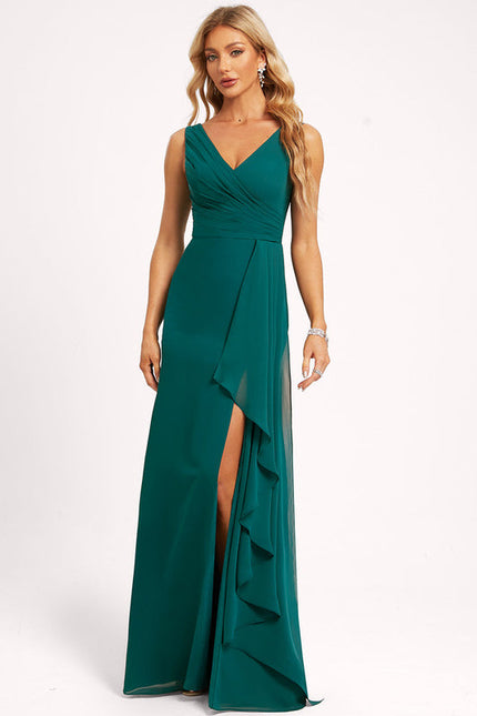 Robe Demoiselle D'Honneur À Volants Rose Pâle - gallery 3