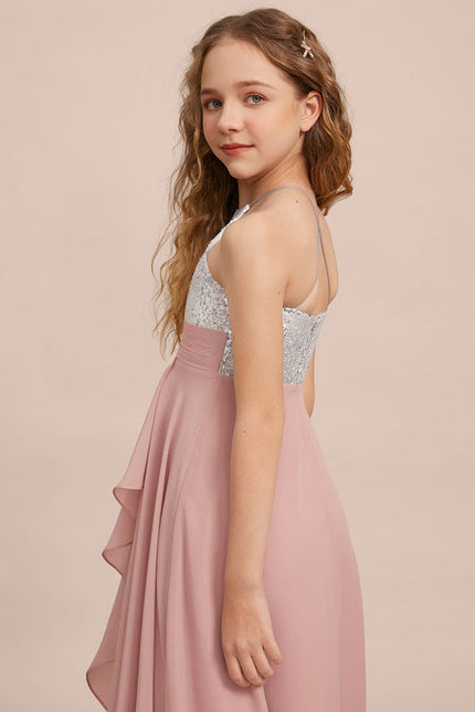 Robe Demoiselle D'Honneur Pailletée Rose - gallery 6