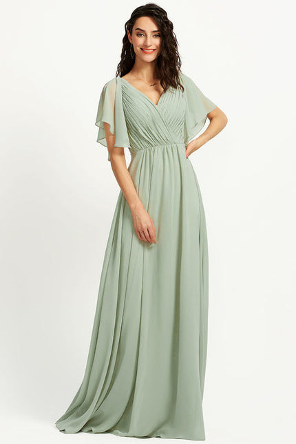 Robe Demoiselle D'Honneur À Volants Rose Pâle - gallery 3