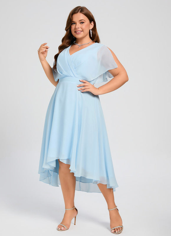 Robe Demoiselle D'Honneur Asymétrique Fluide - gallery 5