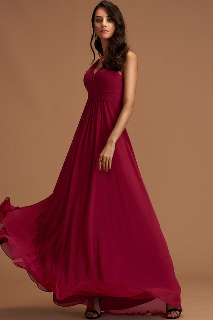 Robe Demoiselle D'Honneur Élégante Bordeaux - gallery 1