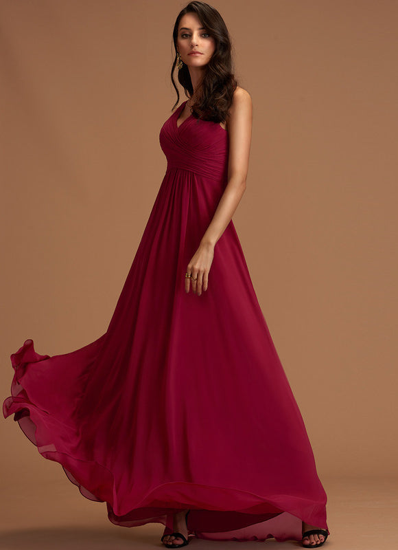 Robe Demoiselle D'Honneur Élégante Bordeaux - gallery 1