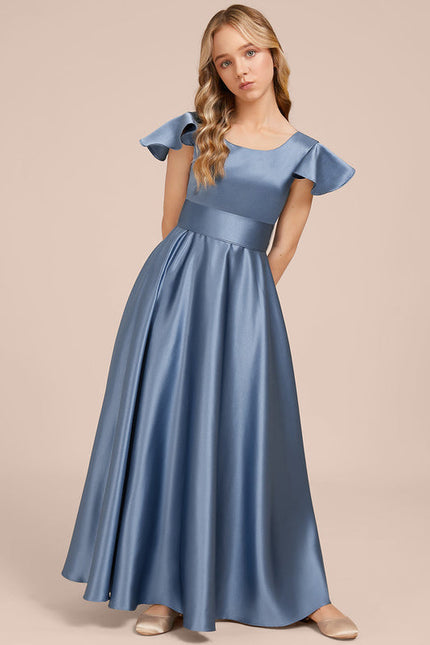 Robe Demoiselle D'Honneur Satinée Ciel