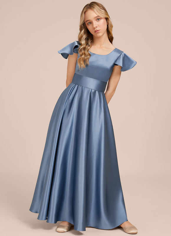 Robe Demoiselle D'Honneur Satinée Ciel