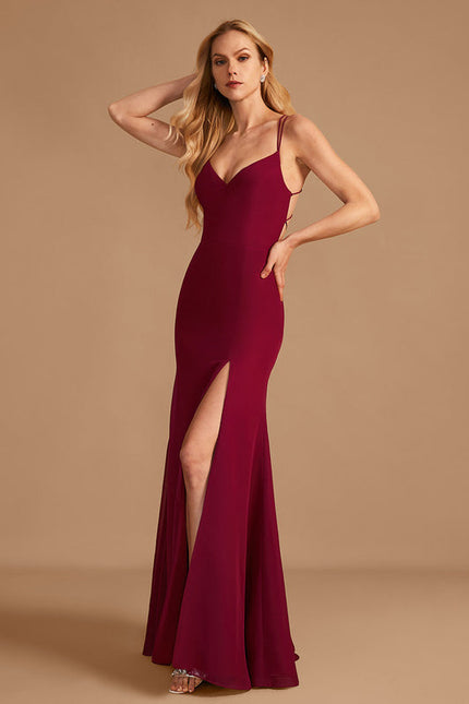 Robe Demoiselle D'Honneur Sirène Bordeaux - gallery 4