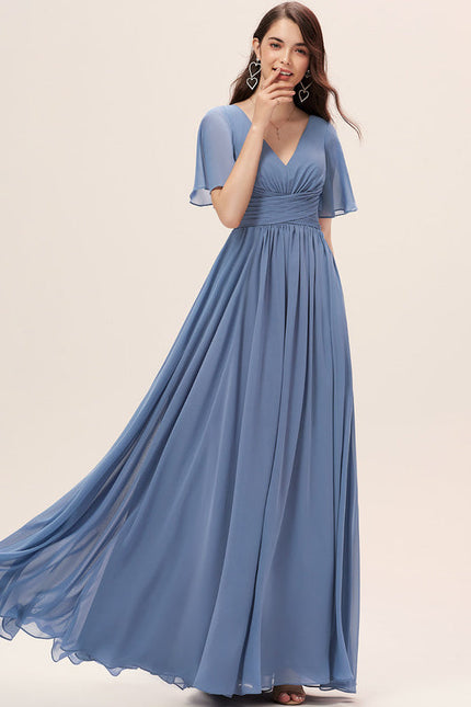 Robe Demoiselle D'Honneur À Volants Rose Pâle - gallery 3