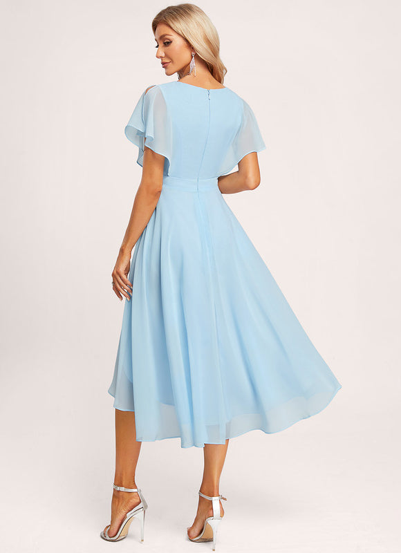 Robe Demoiselle D'Honneur Asymétrique Fluide - gallery 1