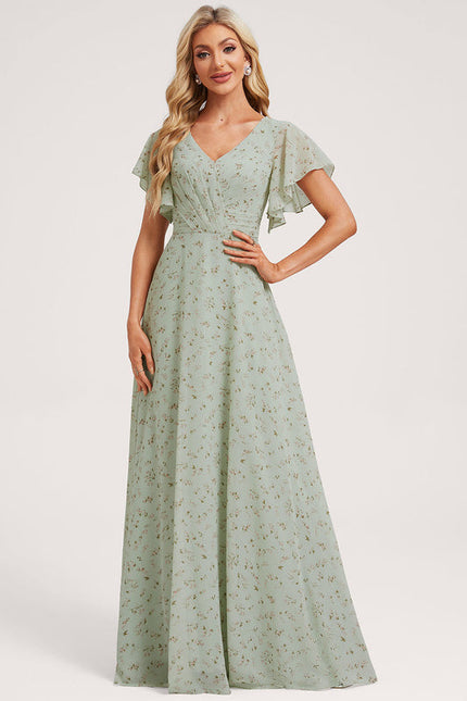 Robe Demoiselle D'Honneur À Volants Rose Pâle - gallery 1