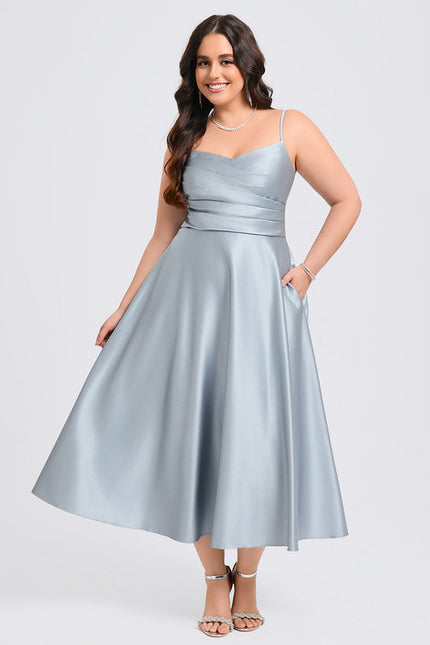 Robe Demoiselle D'Honneur Satin Céleste Doux - gallery 9