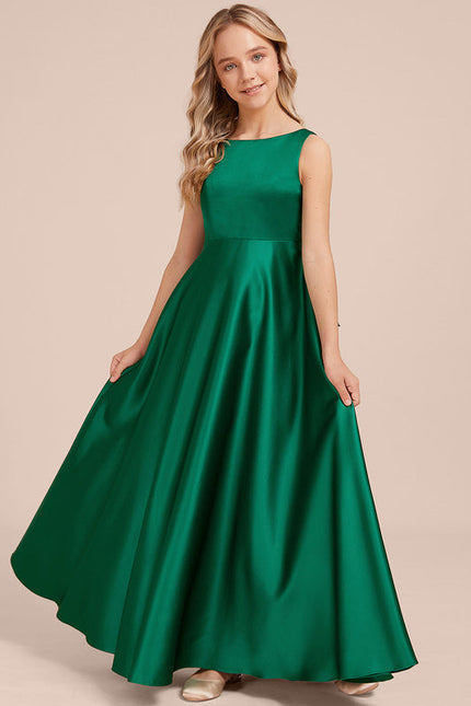 Robe Demoiselle D'Honneur Satin Émeraude - gallery 3