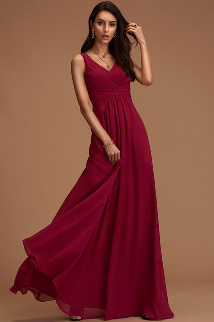 Robe Demoiselle D'Honneur Élégante Bordeaux