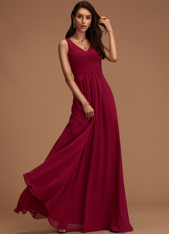 Robe Demoiselle D'Honneur Élégante Bordeaux