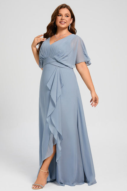 Robe Demoiselle D'Honneur À Volants Rose Pâle - gallery 8