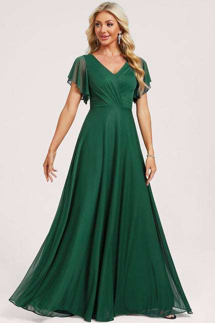 Robe Demoiselle D'Honneur Élégance Émeraude Fluide