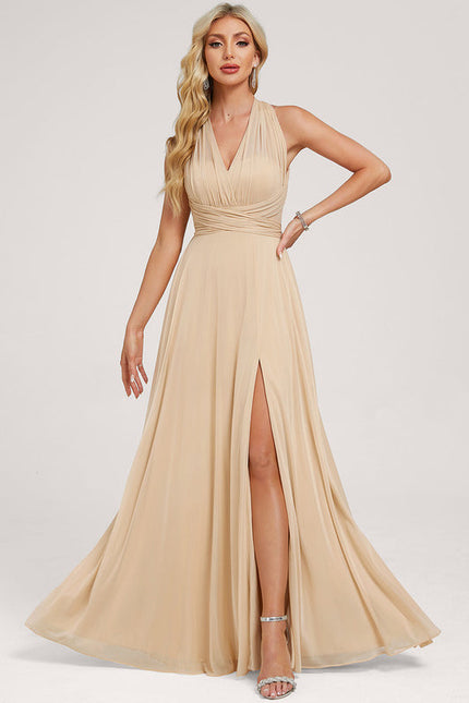 Robe Demoiselle D'Honneur Sable Élégante - gallery 3