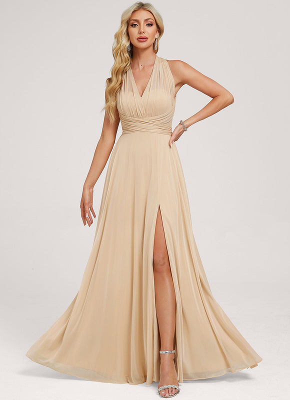 Robe Demoiselle D'Honneur Sable Élégante - gallery 3